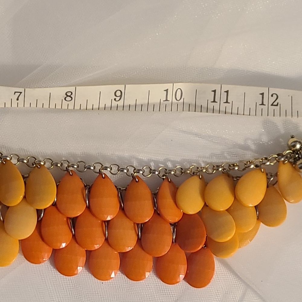 Teardrop Two Tone Orange Statement Necklace - Picture 7 of 7